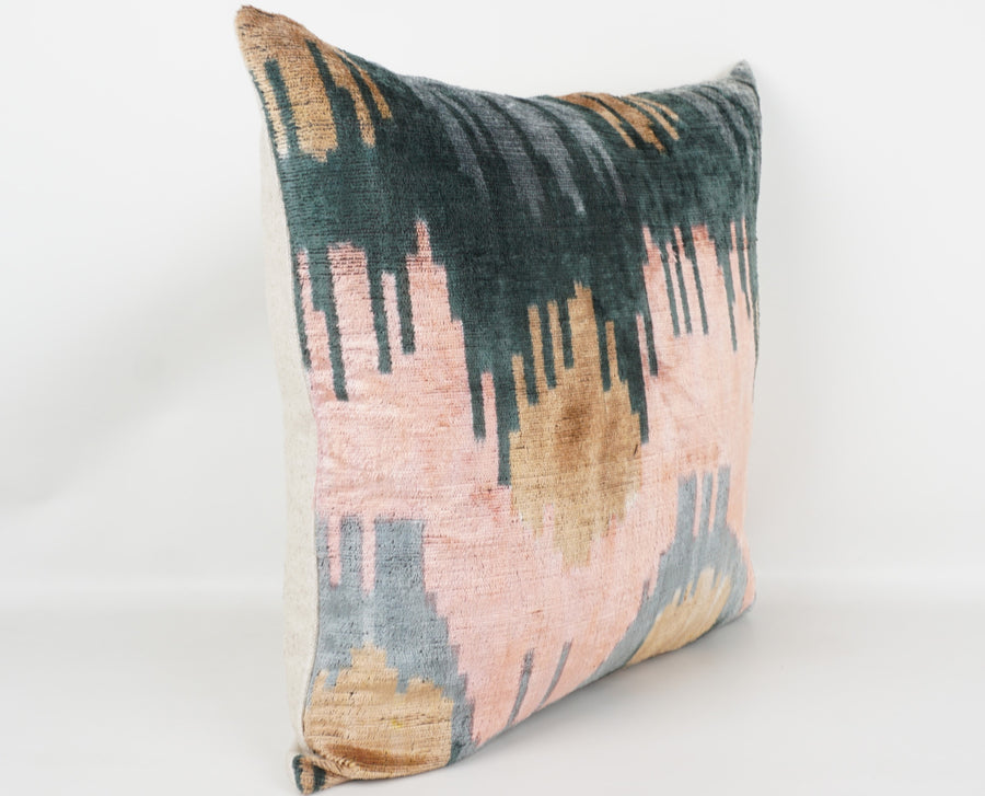 HANDMADE- IKAT SILK/VELVET PILLOWCASE