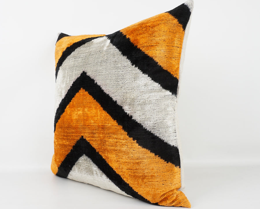 HANDMADE- IKAT SILK/VELVET PILLOWCASE