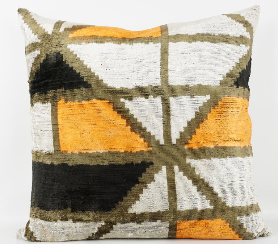 HANDMADE- IKAT SILK/VELVET PILLOWCASE