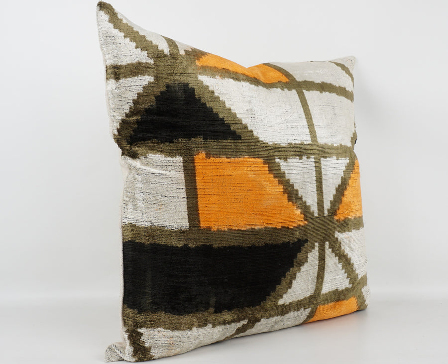 HANDMADE- IKAT SILK/VELVET PILLOWCASE