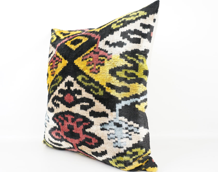 HANDMADE- IKAT SILK/VELVET PILLOWCASE