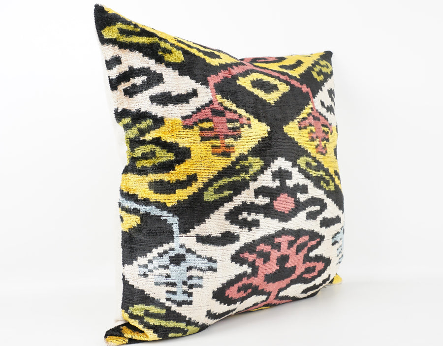 HANDMADE- IKAT SILK/VELVET PILLOWCASE