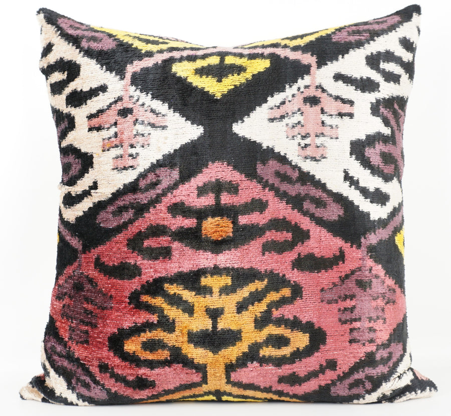 HANDMADE- IKAT SILK/VELVET PILLOWCASE