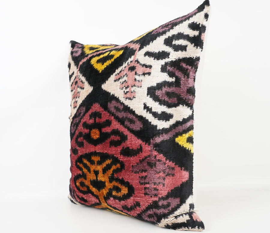 HANDMADE- IKAT SILK/VELVET PILLOWCASE