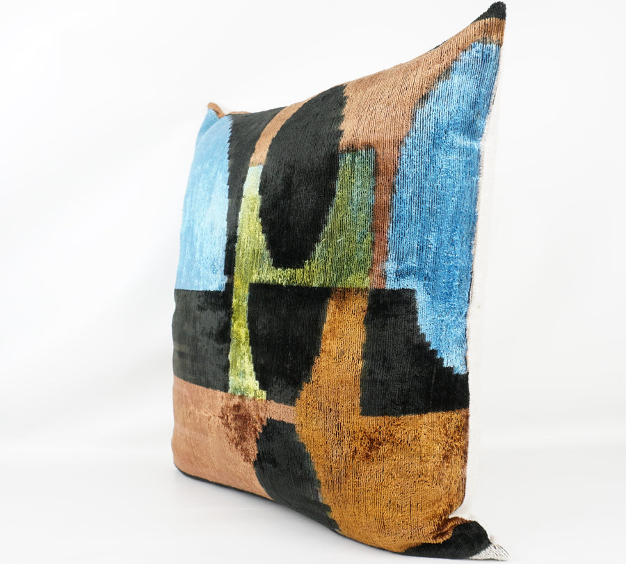 HANDMADE  IKAT SILK/VELVET PILLOWCASE