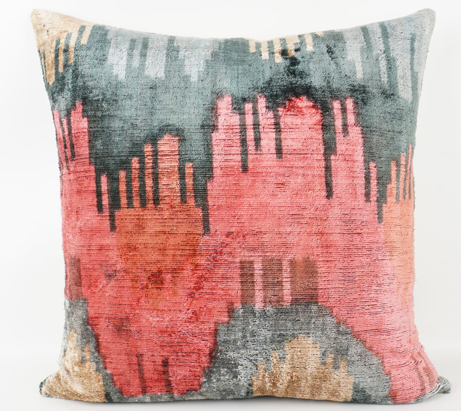 HANDMADE- IKAT SILK/VELVET PILLOWCASE