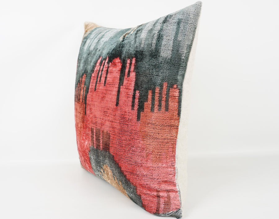 HANDMADE- IKAT SILK/VELVET PILLOWCASE