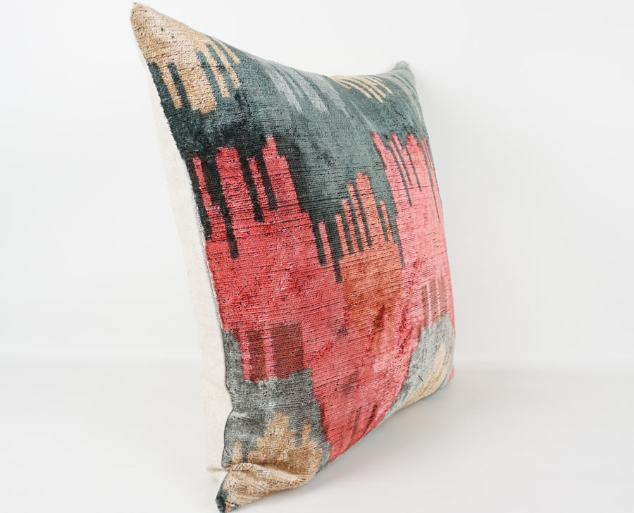 HANDMADE- IKAT SILK/VELVET PILLOWCASE