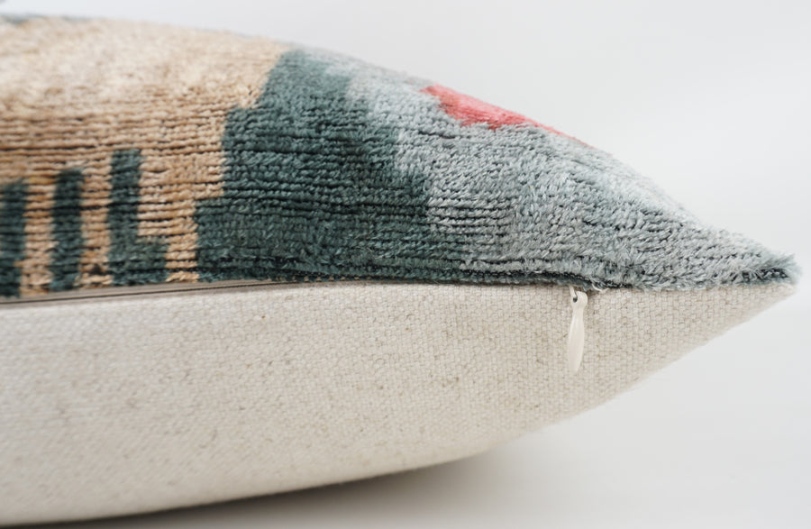 HANDMADE- IKAT SILK/VELVET PILLOWCASE