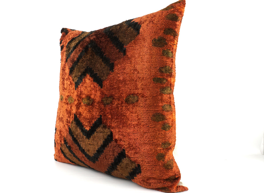 HANDMADE  IKAT SILK/VELVET PILLOWCASE
