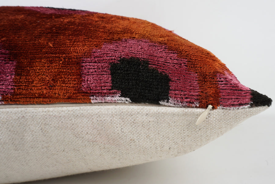 HANDMADE- IKAT SILK/VELVET PILLOWCASE