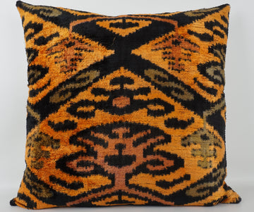 HANDMADE- IKAT SILK/VELVET PILLOWCASE