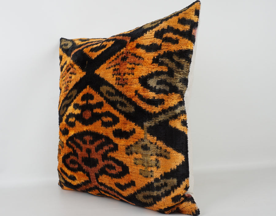 HANDMADE- IKAT SILK/VELVET PILLOWCASE