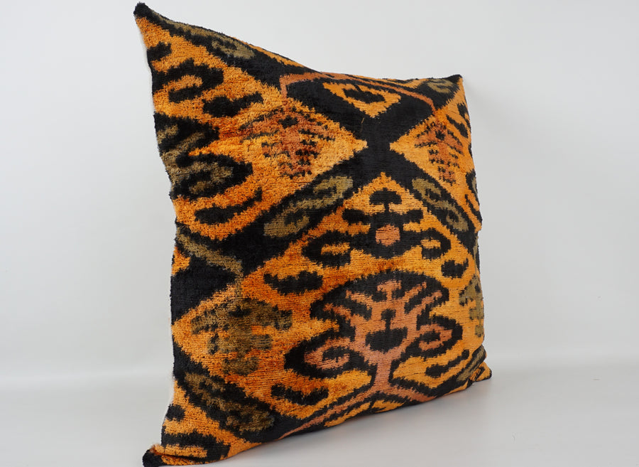 HANDMADE- IKAT SILK/VELVET PILLOWCASE