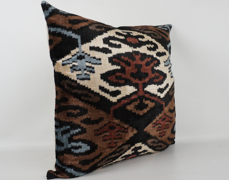 HANDMADE- IKAT SILK/VELVET PILLOWCASE
