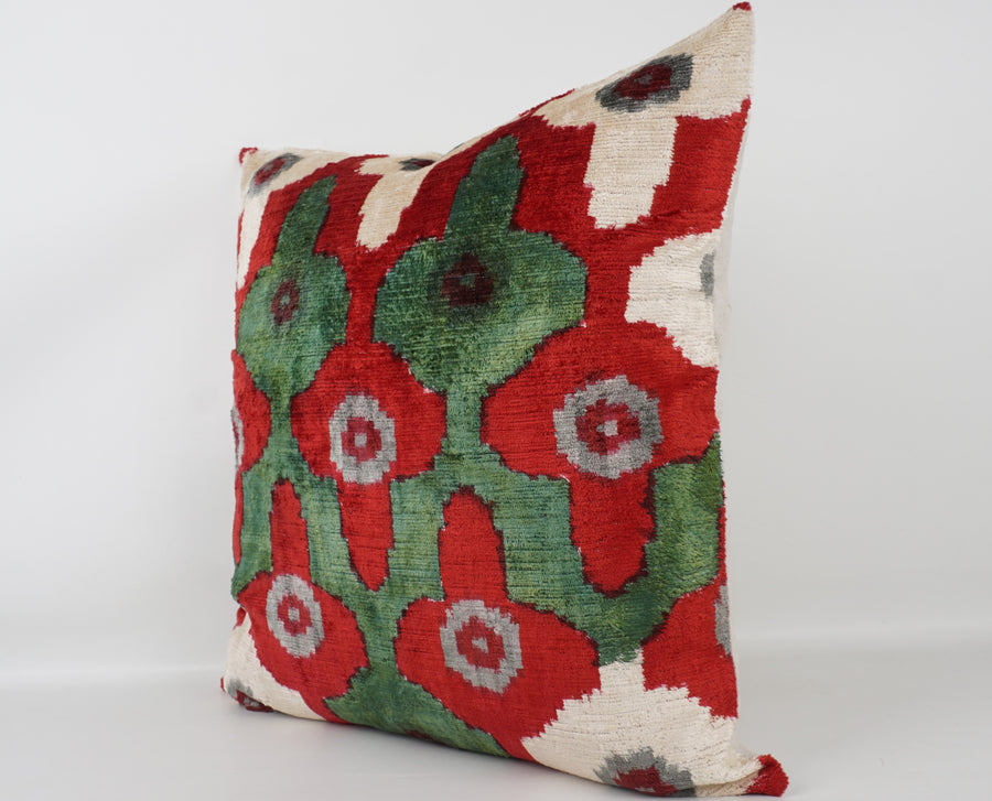 HANDMADE- IKAT SILK/VELVET PILLOWCASE