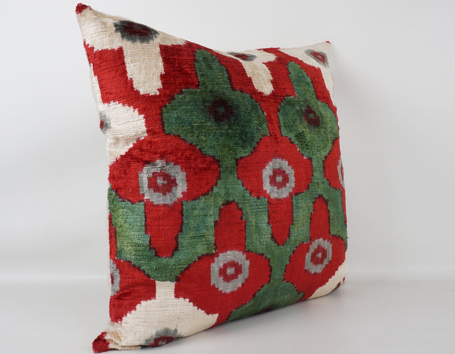 HANDMADE- IKAT SILK/VELVET PILLOWCASE