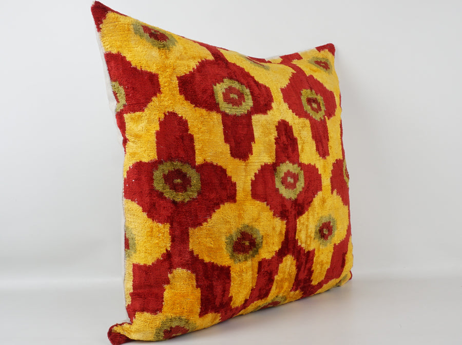 HANDMADE- IKAT SILK/VELVET PILLOWCASE