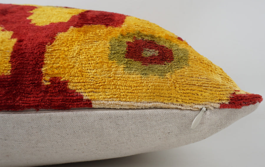 HANDMADE- IKAT SILK/VELVET PILLOWCASE