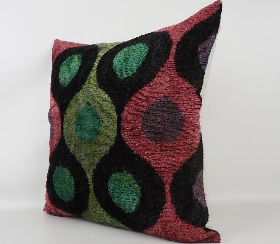HANDMADE- IKAT SILK/VELVET PILLOWCASE
