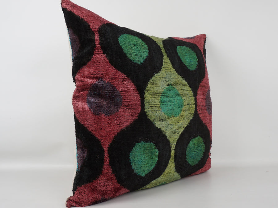 HANDMADE- IKAT SILK/VELVET PILLOWCASE