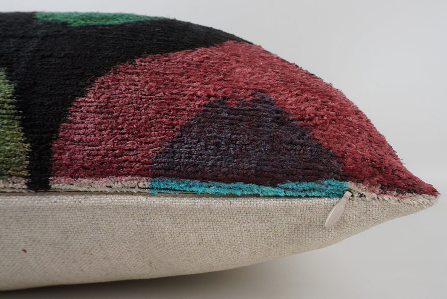 HANDMADE- IKAT SILK/VELVET PILLOWCASE