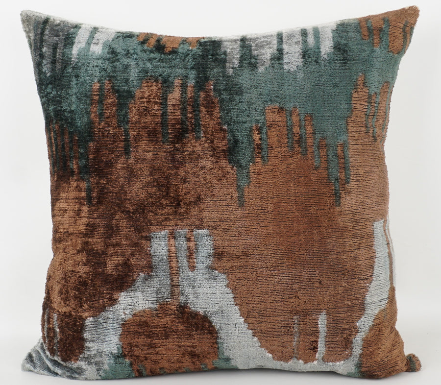 HANDMADE- IKAT SILK/VELVET PILLOWCASE