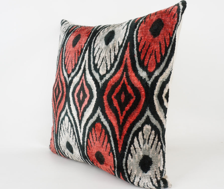 HANDMADE- IKAT SILK/VELVET PILLOWCASE