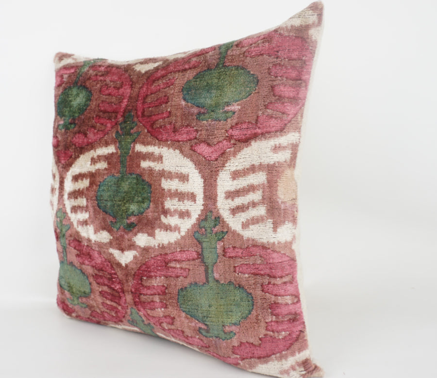 HANDMADE- IKAT SILK/VELVET PILLOWCASE