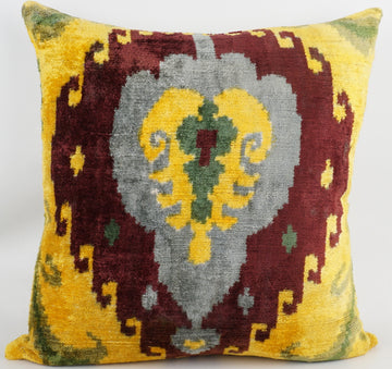 HANDMADE- IKAT SILK/VELVET PILLOWCASE