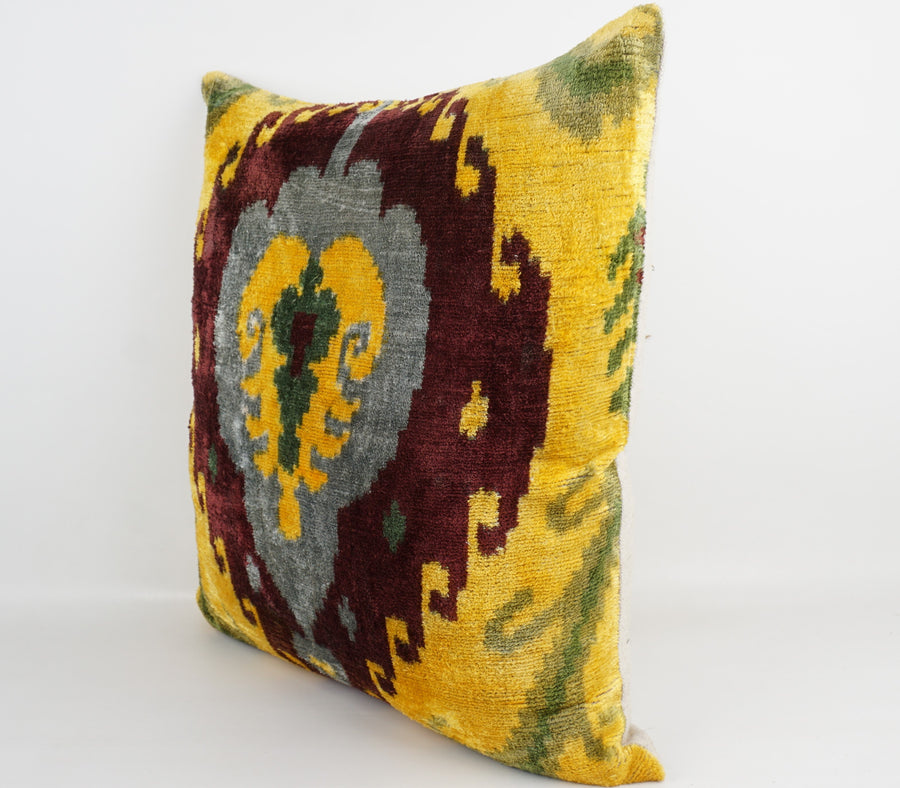 HANDMADE- IKAT SILK/VELVET PILLOWCASE
