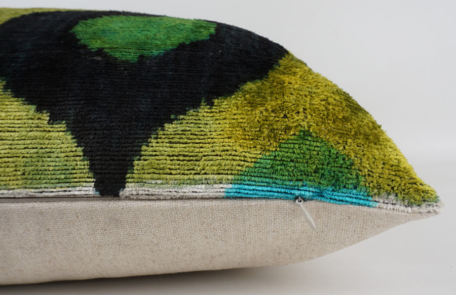 HANDMADE- IKAT SILK/VELVET PILLOWCASE