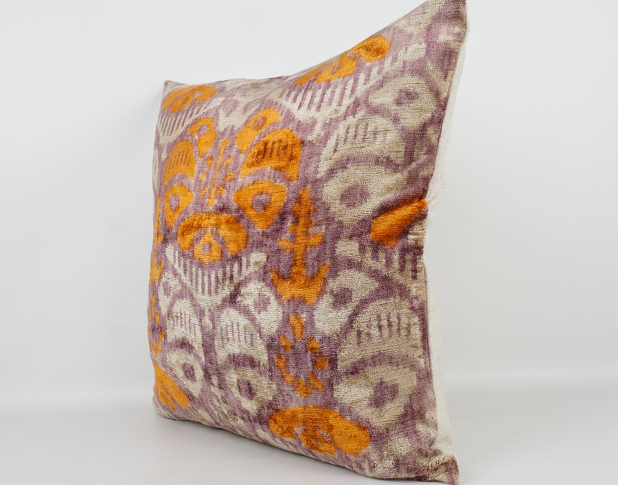 HANDMADE- IKAT SILK/VELVET PILLOWCASE