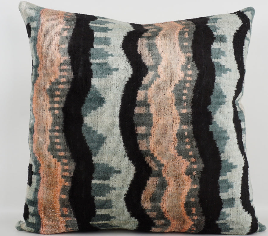 HANDMADE- IKAT SILK/VELVET PILLOWCASE