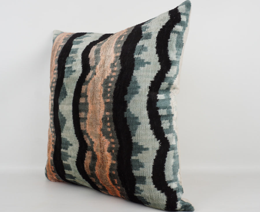 HANDMADE- IKAT SILK/VELVET PILLOWCASE