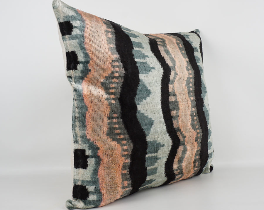HANDMADE- IKAT SILK/VELVET PILLOWCASE