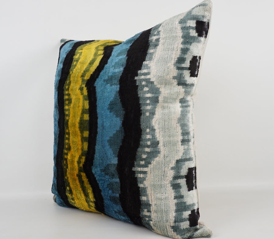 HANDMADE- IKAT SILK/VELVET PILLOWCASE