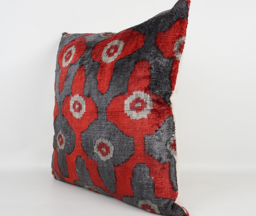 HANDMADE- IKAT SILK/VELVET PILLOWCASE