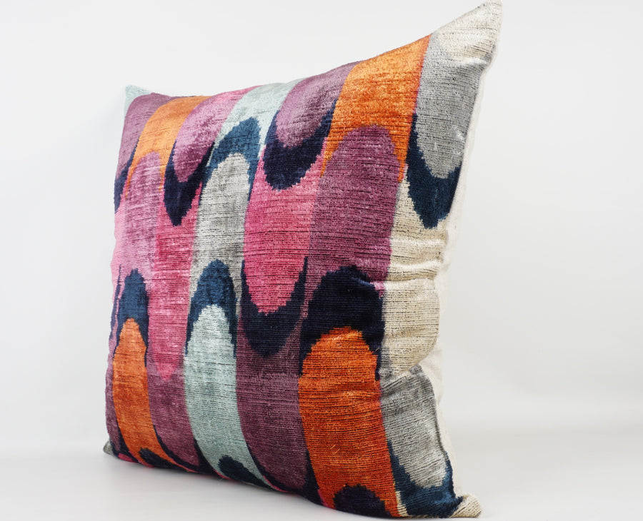 HANDMADE  IKAT SILK/VELVET PILLOWCASE