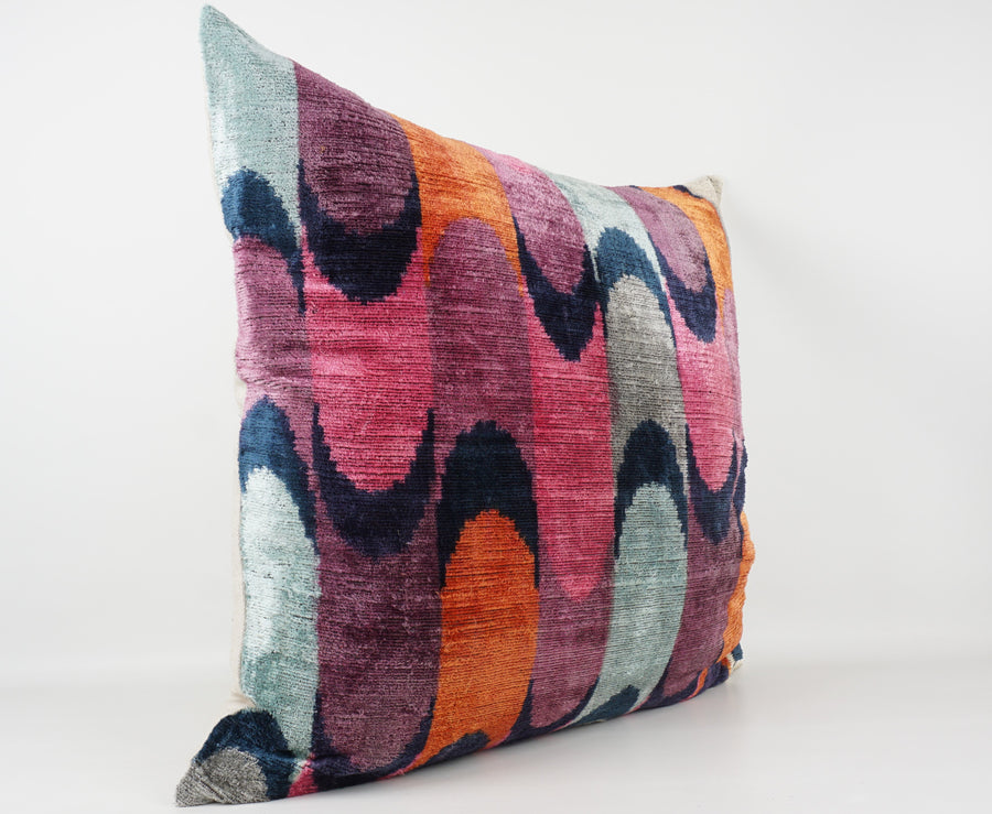 HANDMADE  IKAT SILK/VELVET PILLOWCASE