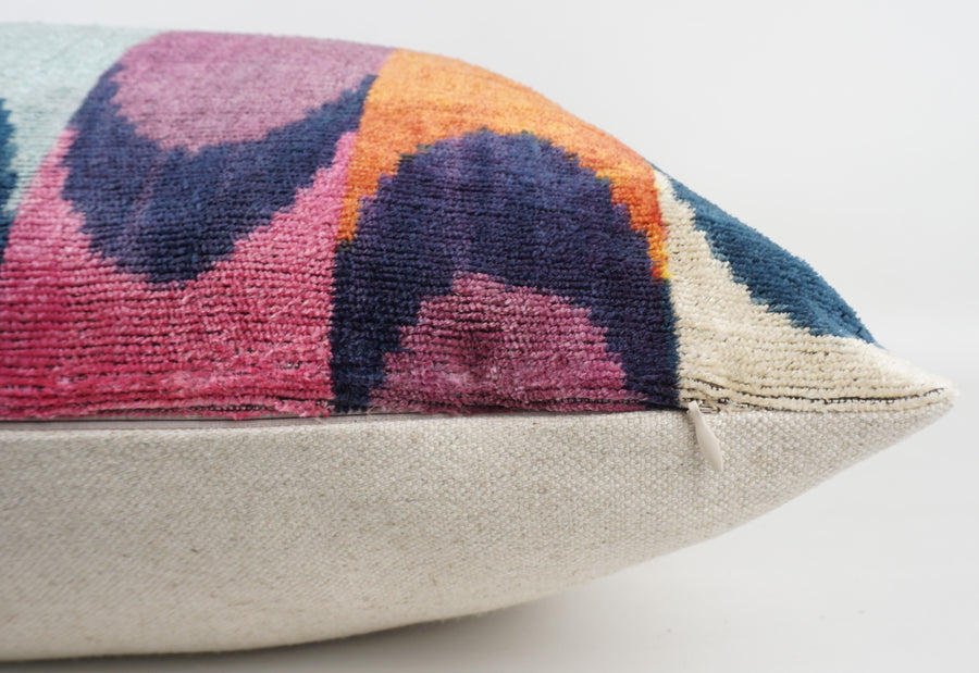 HANDMADE  IKAT SILK/VELVET PILLOWCASE