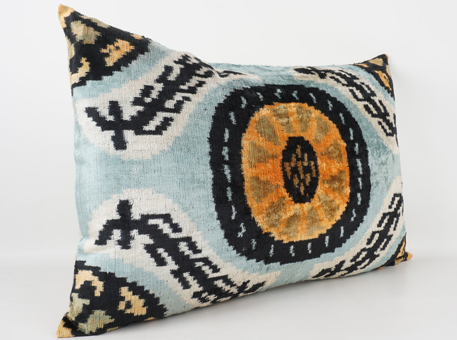 HANDMADE- IKAT SILK/VELVET PILLOWCASE