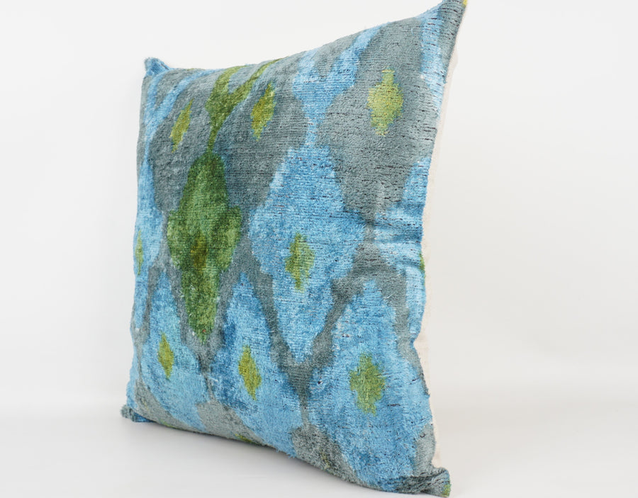HANDMADE- IKAT SILK/VELVET PILLOWCASE