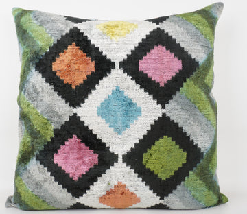 HANDMADE- IKAT SILK/VELVET PILLOWCASE