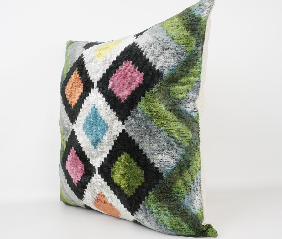 HANDMADE- IKAT SILK/VELVET PILLOWCASE