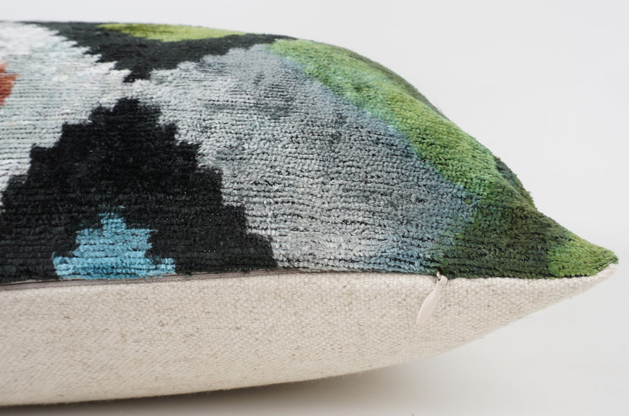 HANDMADE- IKAT SILK/VELVET PILLOWCASE