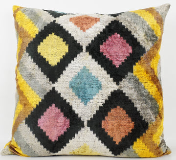 HANDMADE- IKAT SILK/VELVET PILLOWCASE