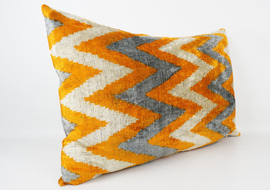 HANDMADE- IKAT SILK/VELVET PILLOWCASE