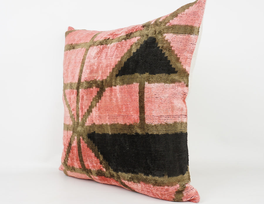 HANDMADE- IKAT SILK/VELVET PILLOWCASE