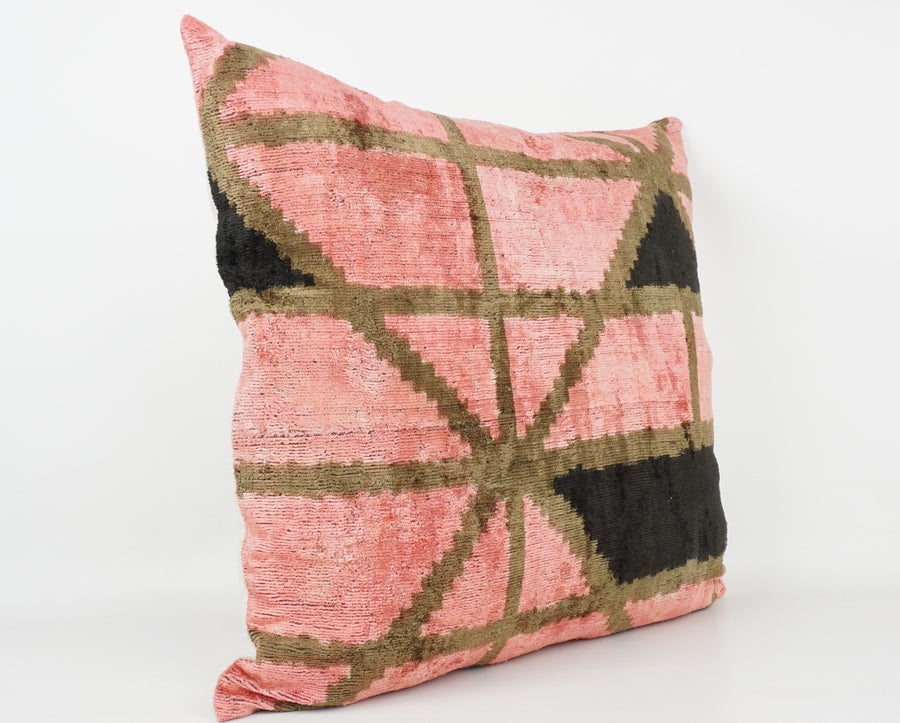 HANDMADE- IKAT SILK/VELVET PILLOWCASE